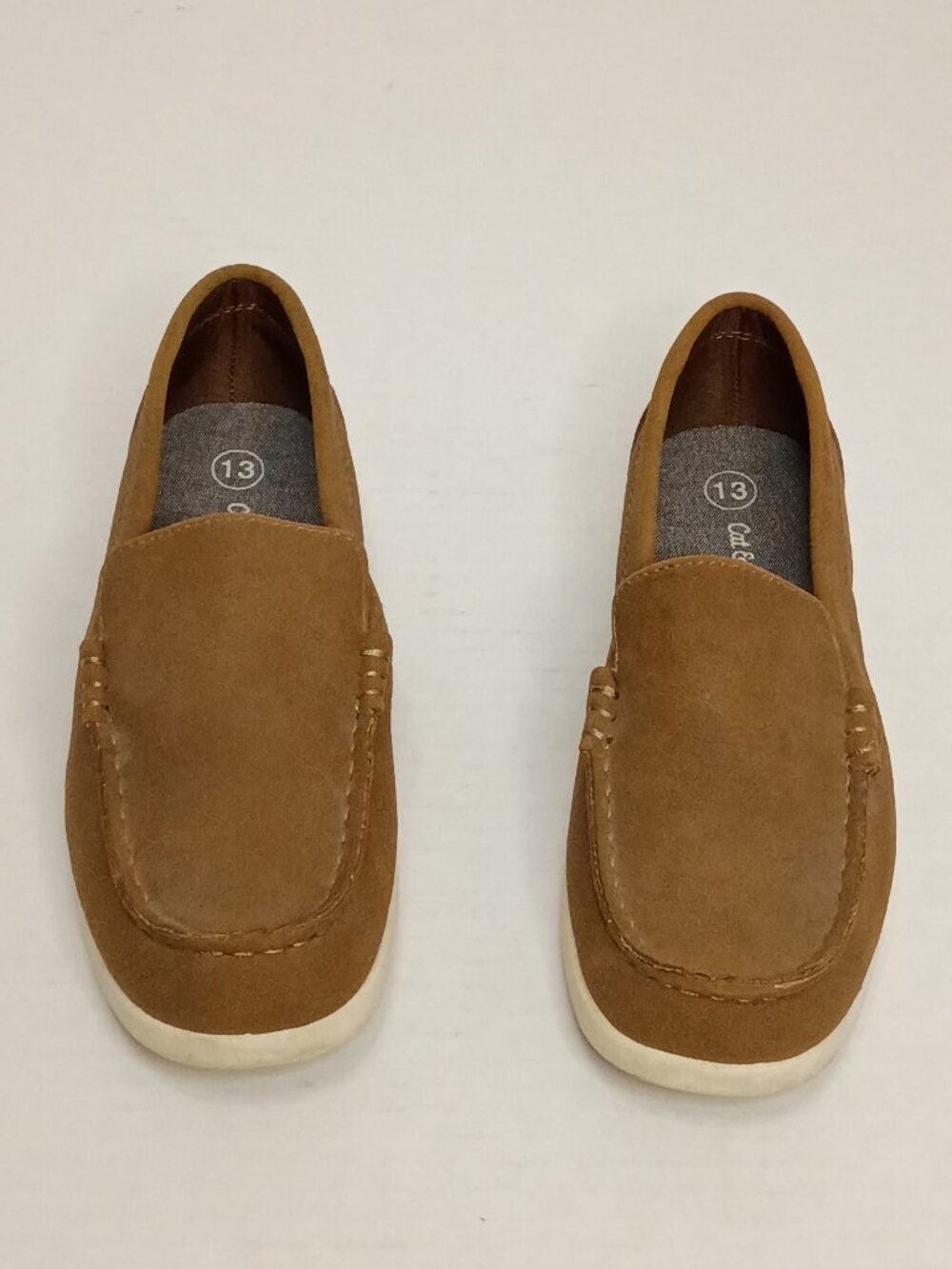 Cat & Jack Boys Alden Faux Suede Slip-On Loafers Size 13 Cognac - Picture 2 of 7